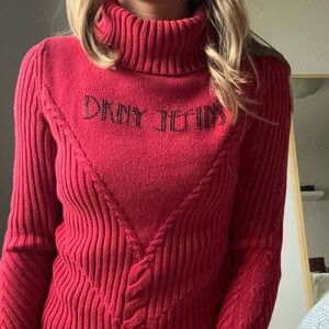Vintage DKNY ribbed turtle neck 100% cotton